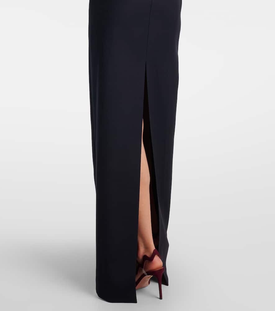 Off-shoulder wool-blend bustier gown