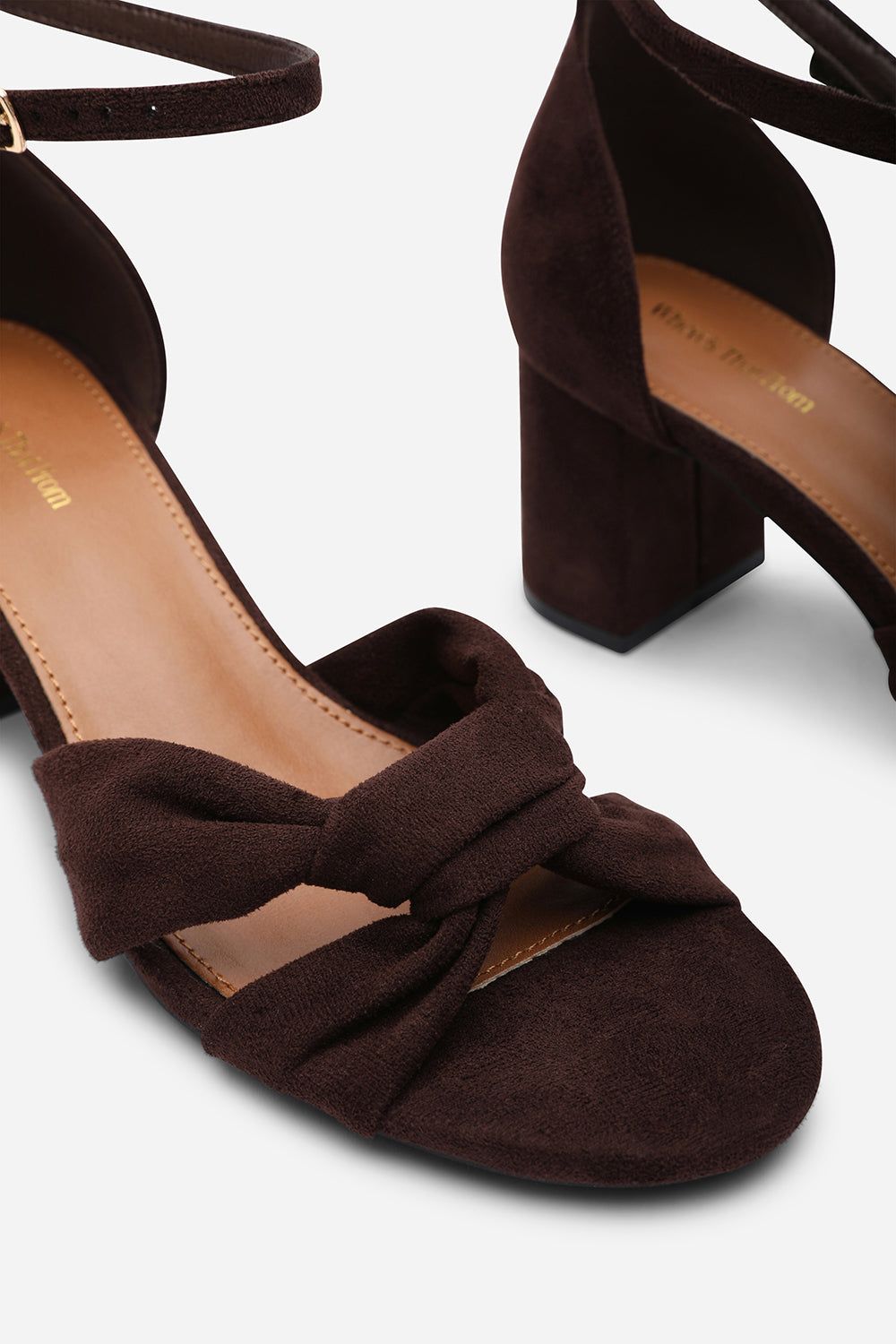 Where's That From Avelia Strappy Block Heel Sandal In Dark Brown