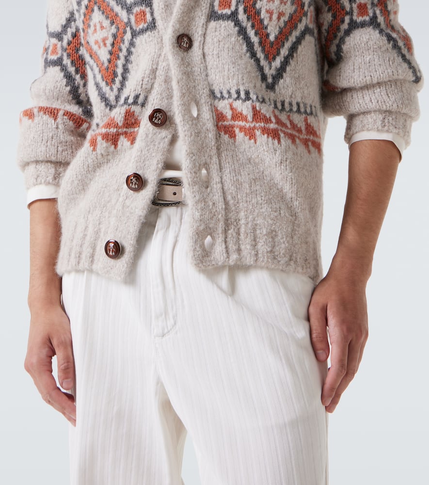 Jacquard wool-blend cardigan
