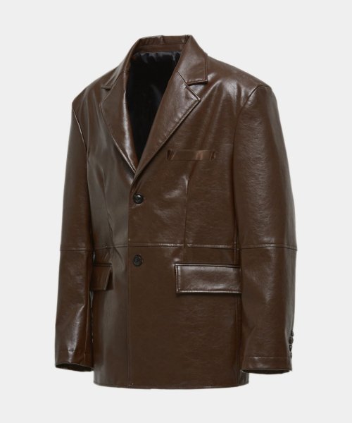Vegan leather oversized blazer