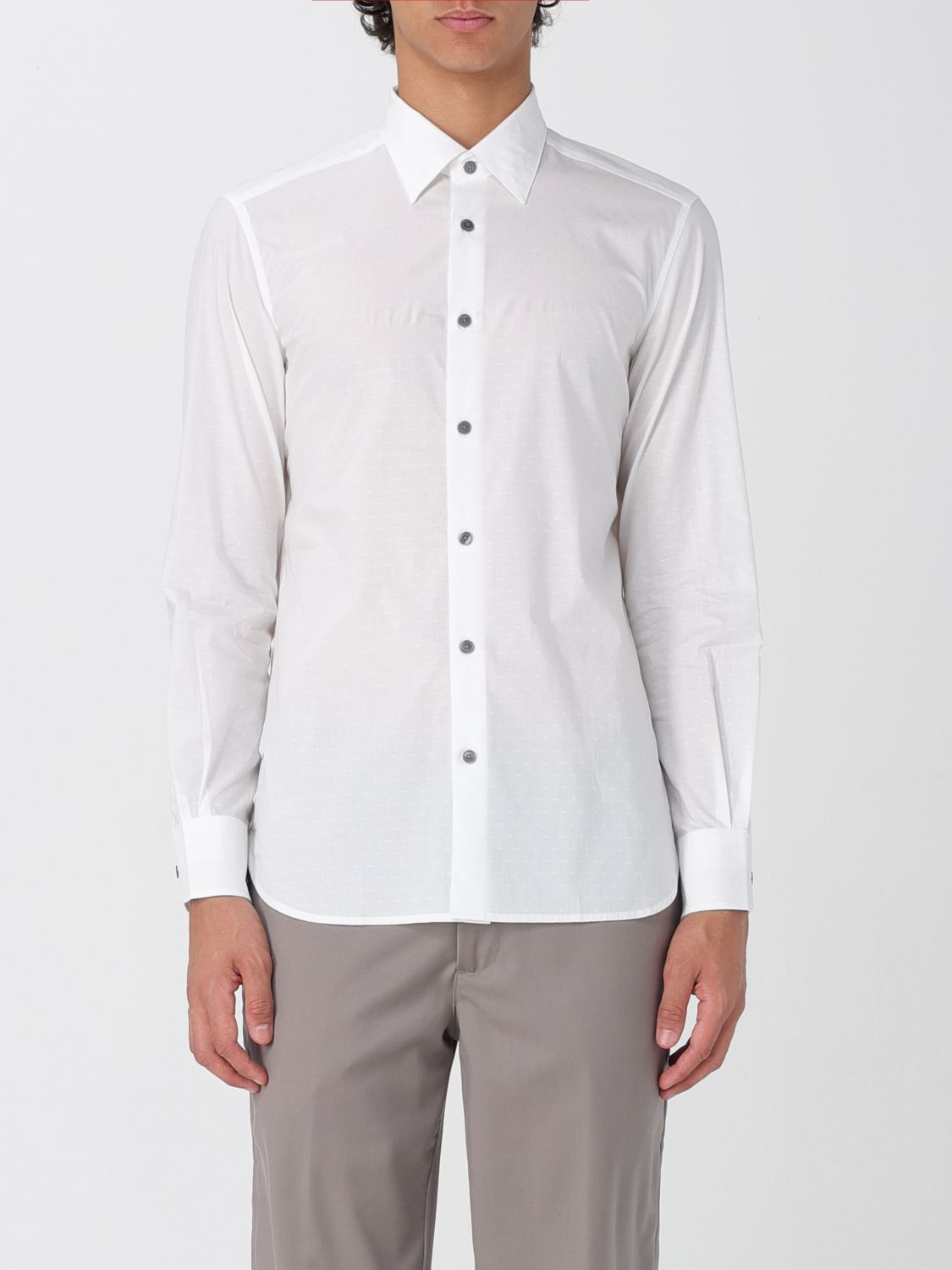 Emporio Armani jacquard-logo cotton shirt - Blue