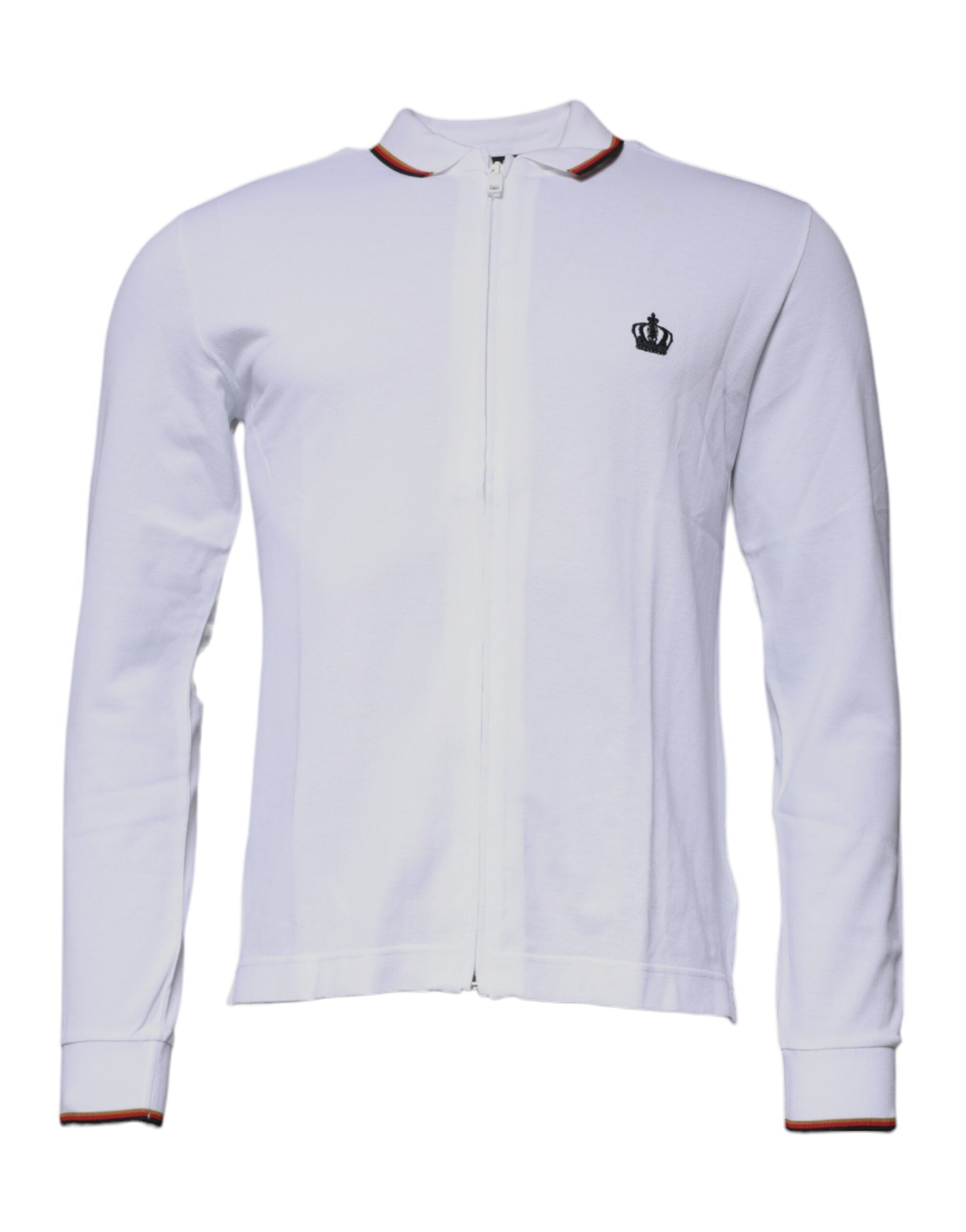 Cotton-Silk Full-Zip Sweatshirt — White