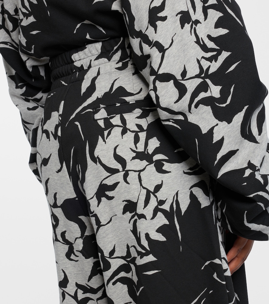 Floral pleated cotton jersey sweatpants
