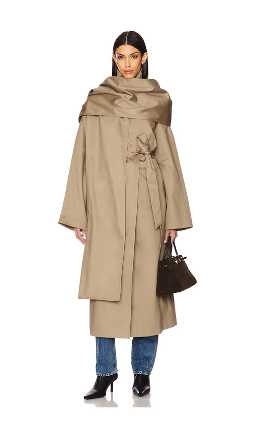 EAVES Yuna Trench Coat in Khaki Greige - Beige. XS also in XXS, S, M
