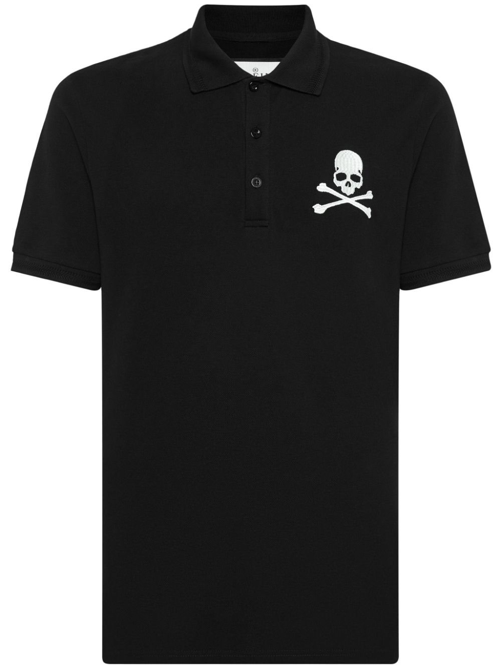 Skull & Bones-print cotton polo shirt - Black