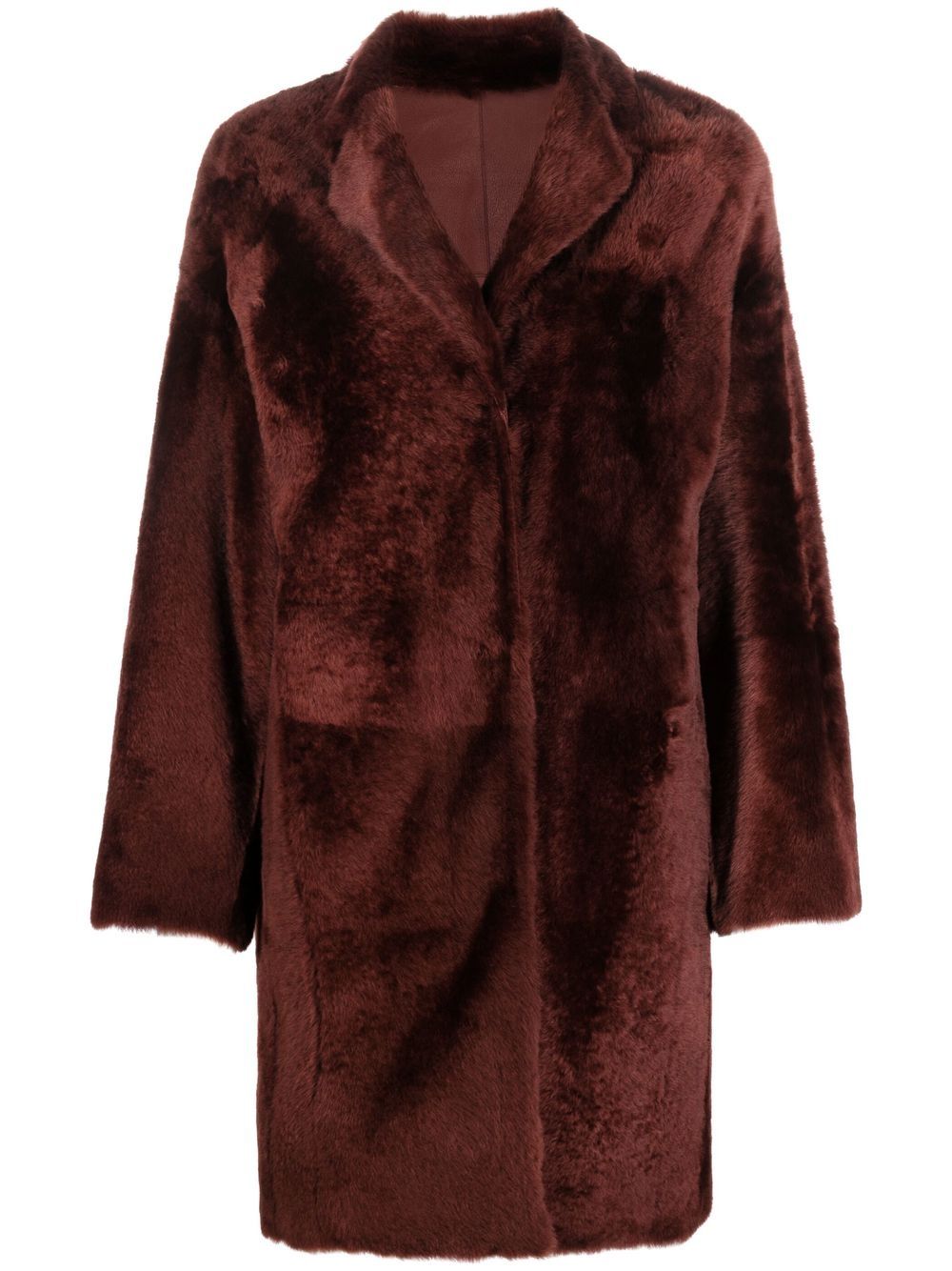 Oversized shearling coat - Red