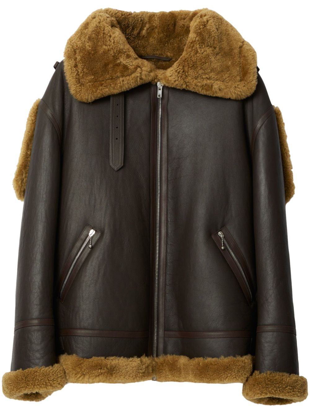 Shearling Aviator leather jacket - Brown