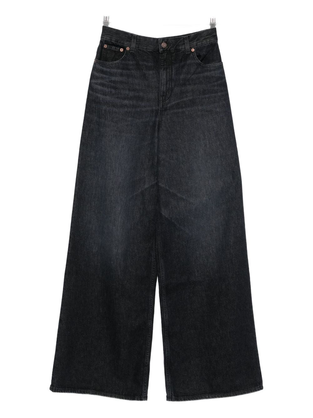 Wide-Leg High-Waist Jeans — Black