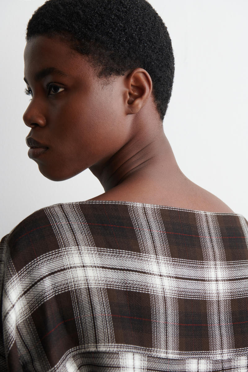 Checked V-Neck Top