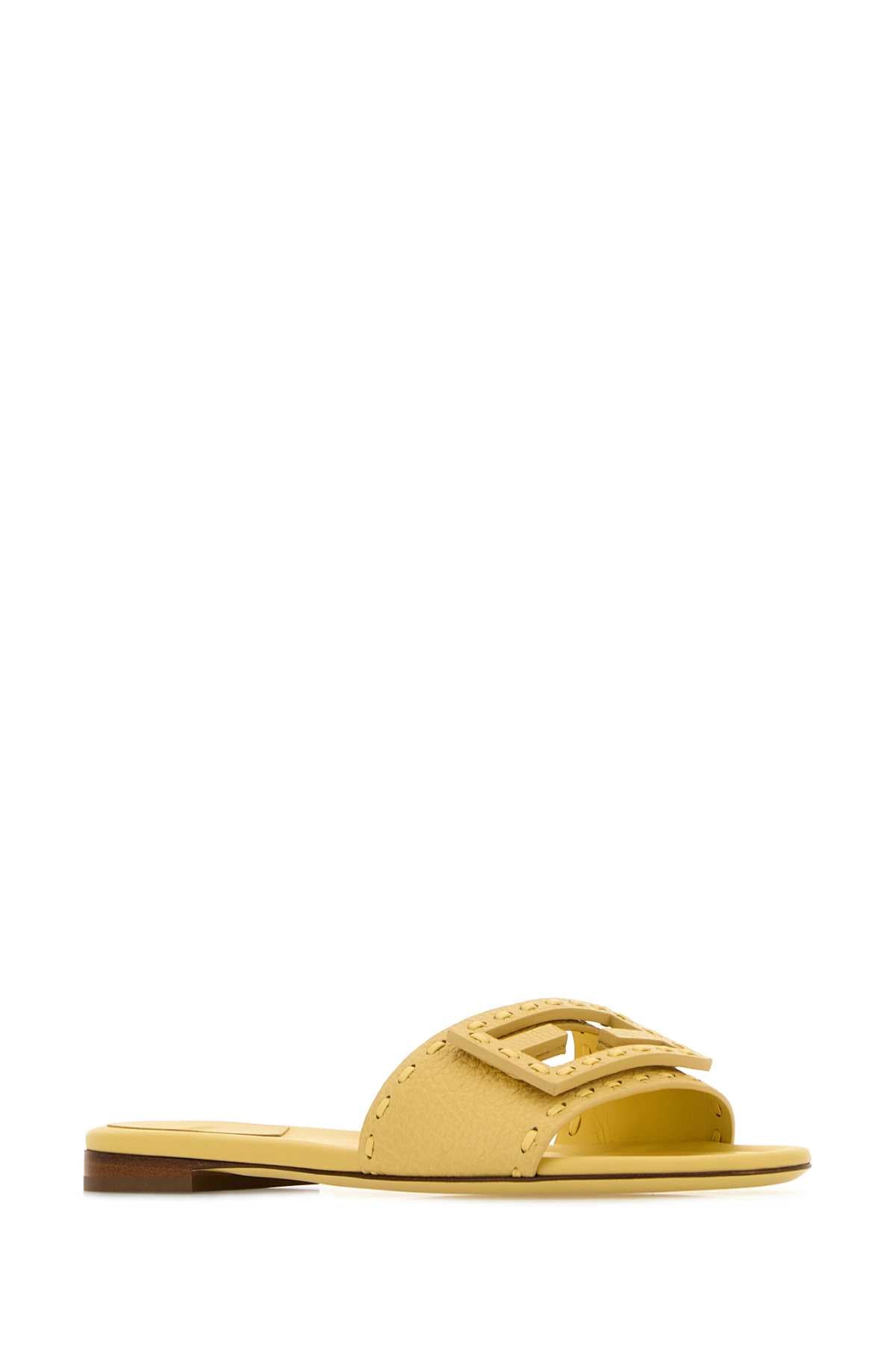 Fendi Yellow Leather Baguette Slipper