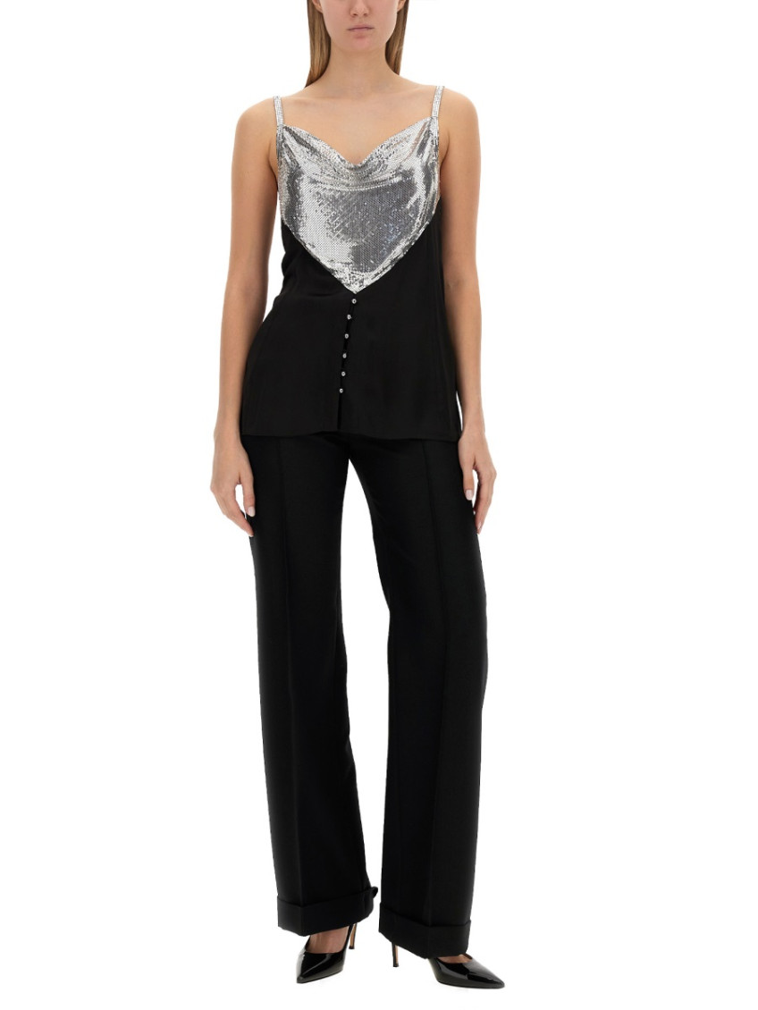 Multicolor Embellished Cowl Neck Top