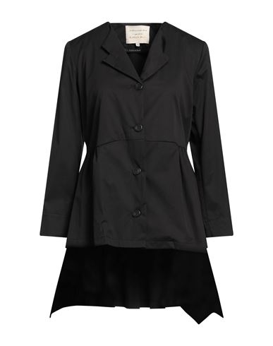 Woman Overcoat & Trench Coat Black Size 10 Cotton, Polyamide, Elastane