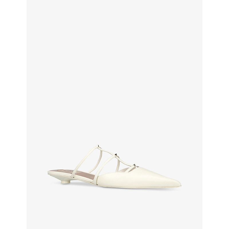 Womens White Rockstud Wisp 20 Leather Heeled Mules