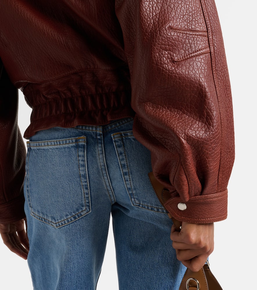 Aneli leather bomber jacket