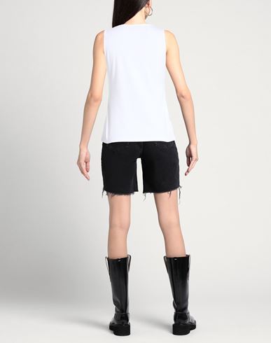Woman Tank top White Size M Cotton, Elastane