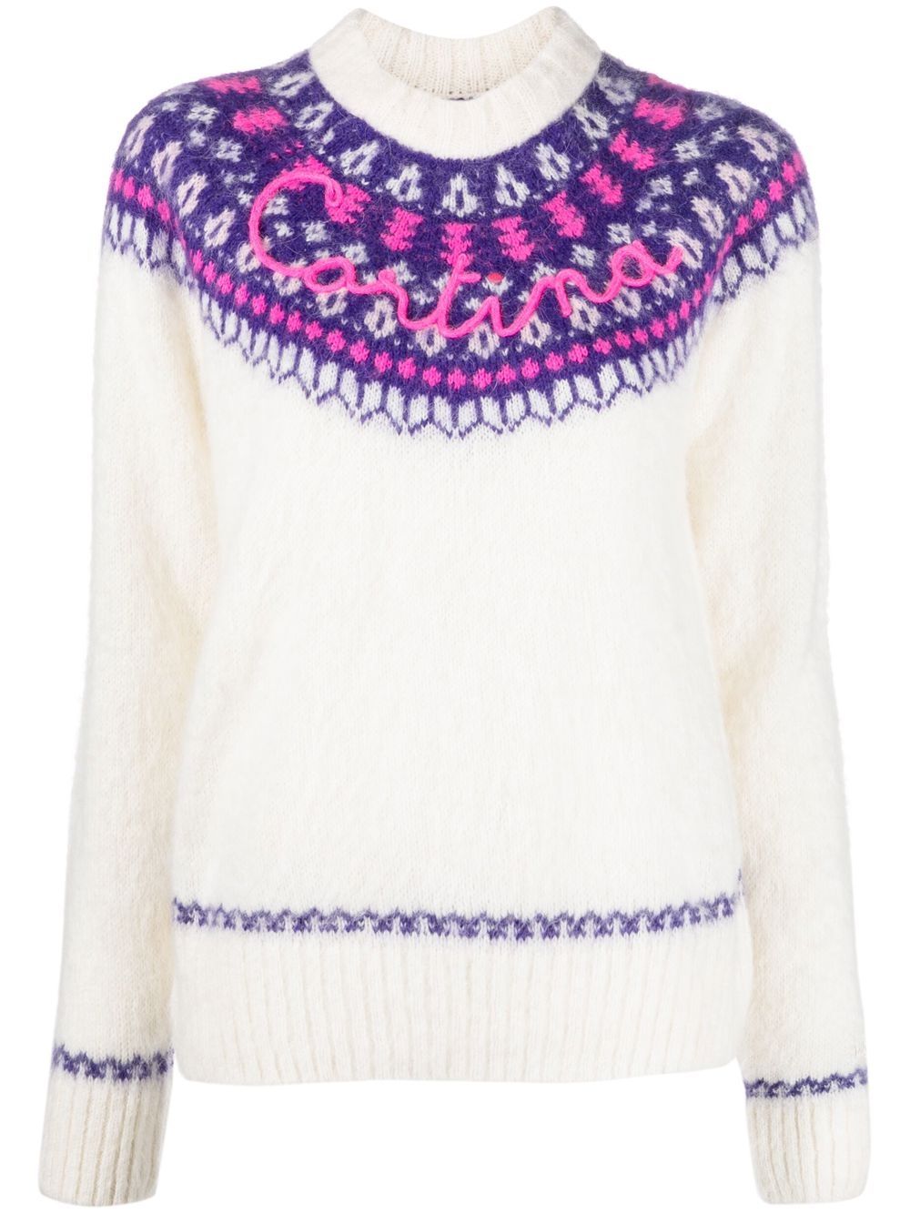 Long-sleeve knitted jumper - White
