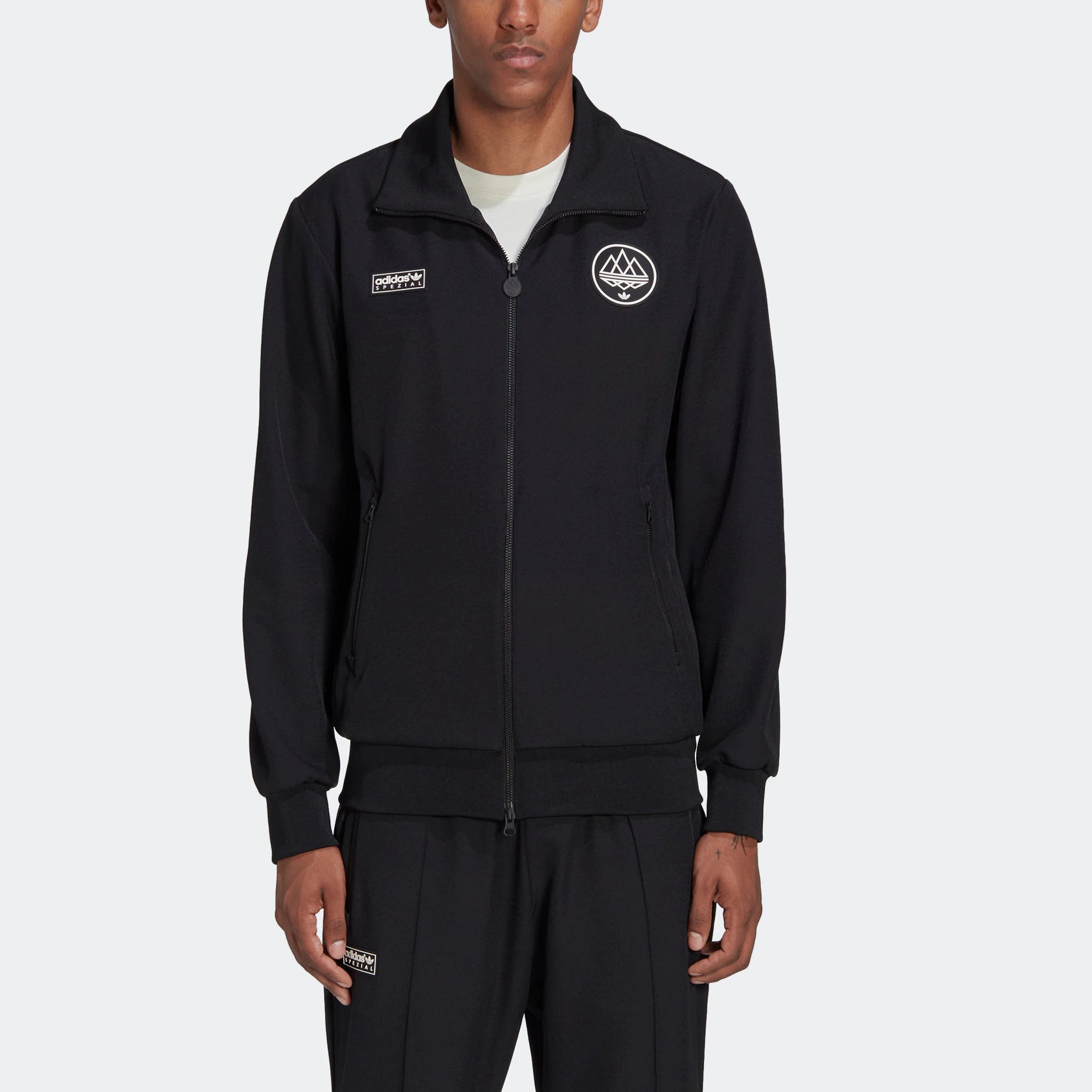 Men's originals x Spezial Crossover Chest Brand Logo Stand Collar Sports Jacket Black