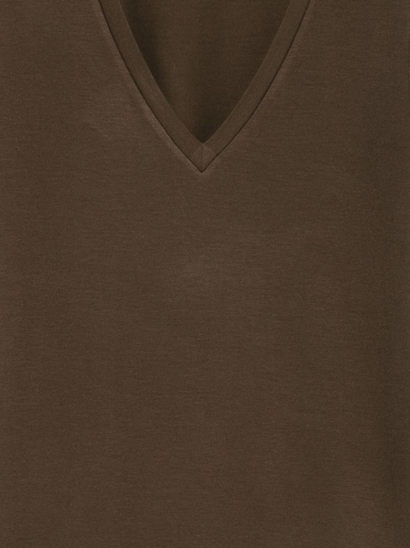 Brown V-Neck Short Sleeves T-Shirt