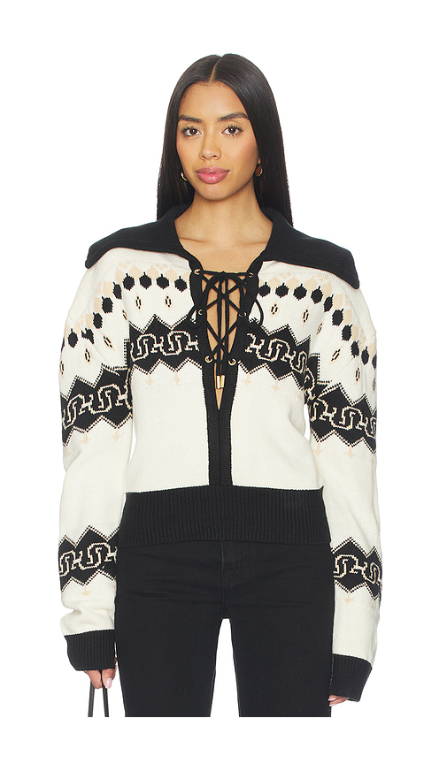 Understated Leather x REVOLVE Nordic Cowboy Sweater in Black,White. L. Also in M, S