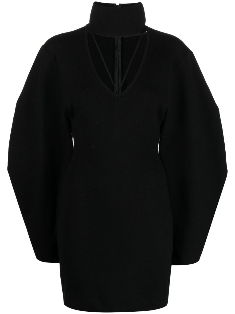 Cut-out detail wide-sleeve dress - Black