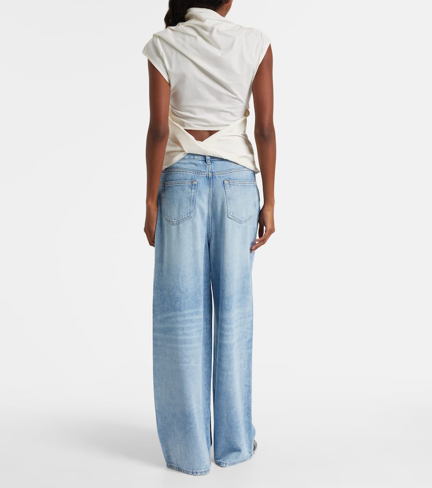 Ruched cotton-blend top