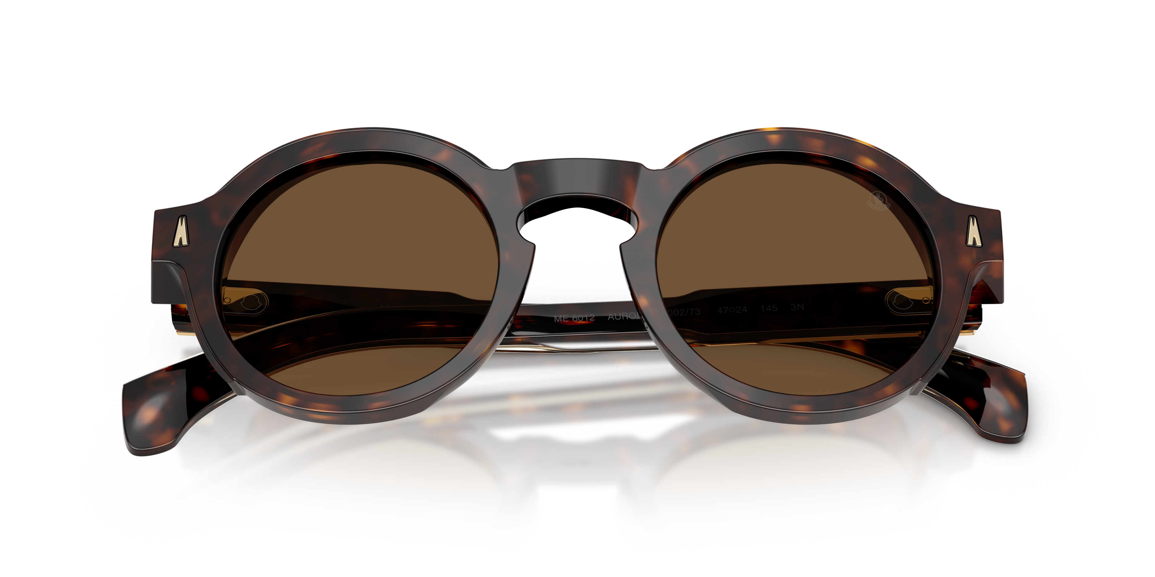 Moncler Unisex Moncler ME6012 AURONE 300273 Gafas de sol Acetato Tortuga Marrón Redonda Norma