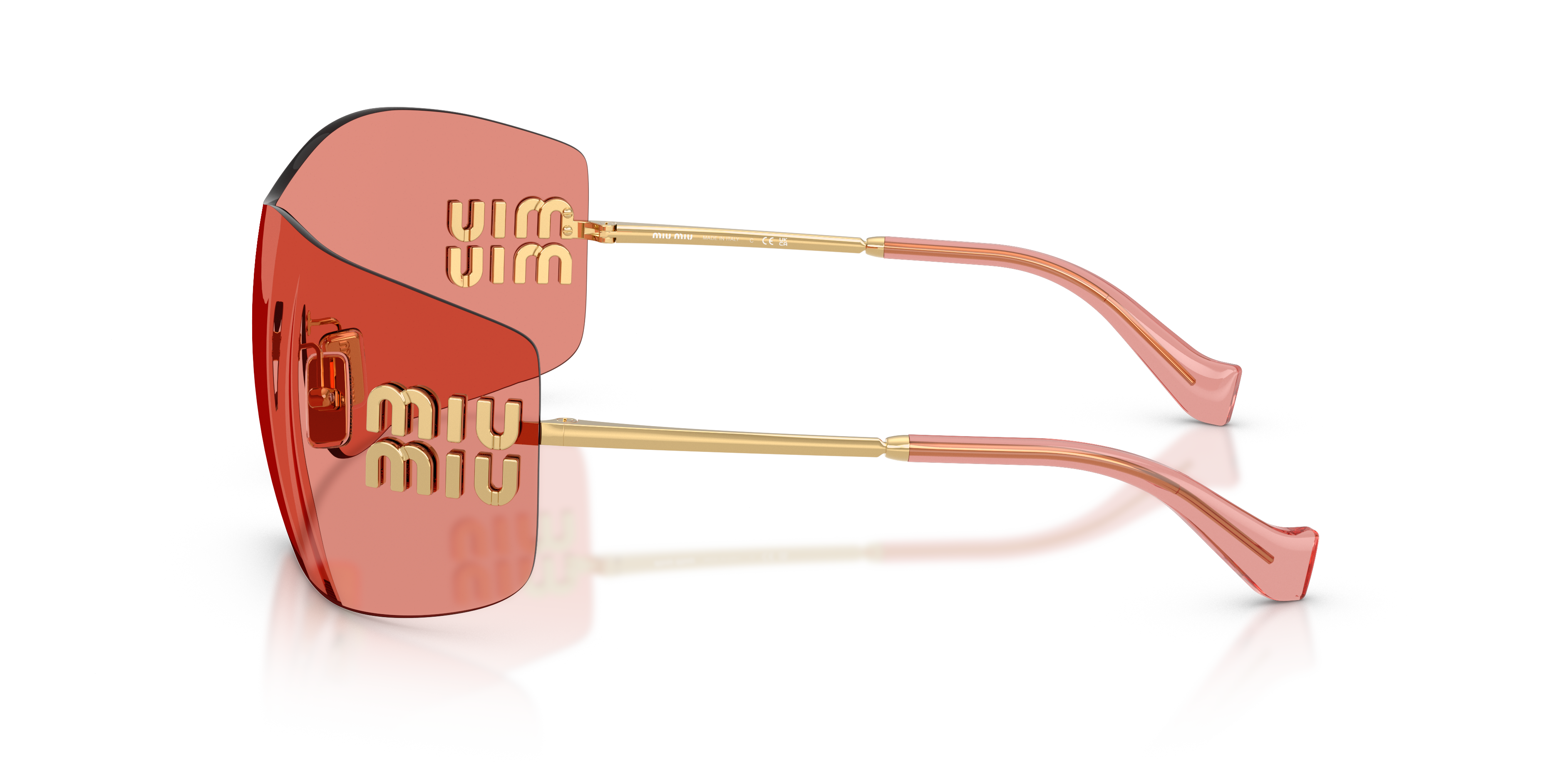 Miu Miu Woman Miu Miu MU B53S 5AK20Y Sunglasses Metal Gold Red Squared Norma