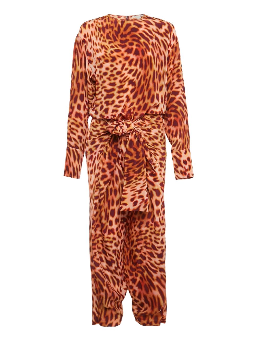 Leopard-print silk jumpsuit - Brown