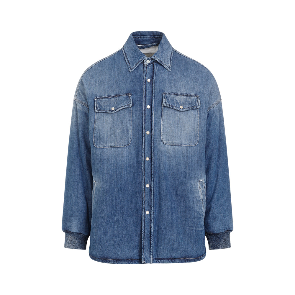 Blue Quilted Denim Shirt