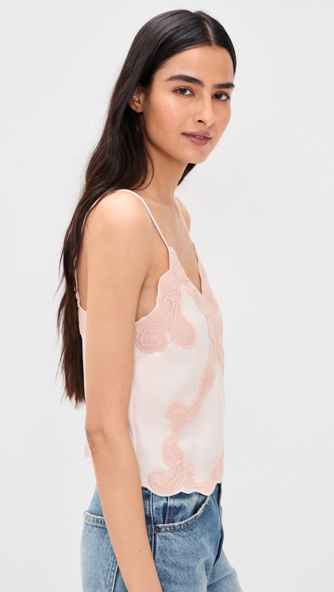 Ann Embroidered Tank Top Blush