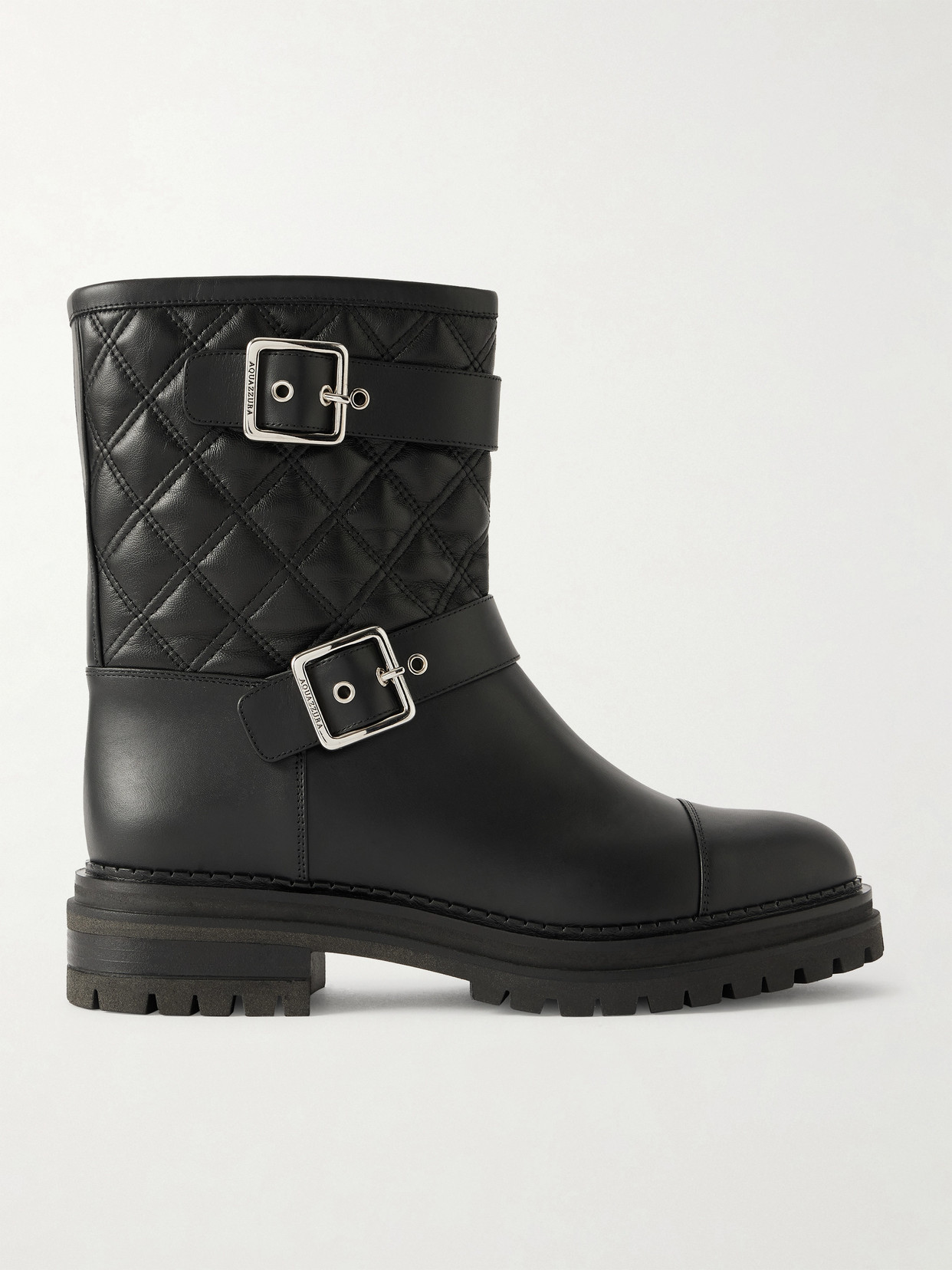 Liam Buckled Quilted Leather Ankle Boots - Black
