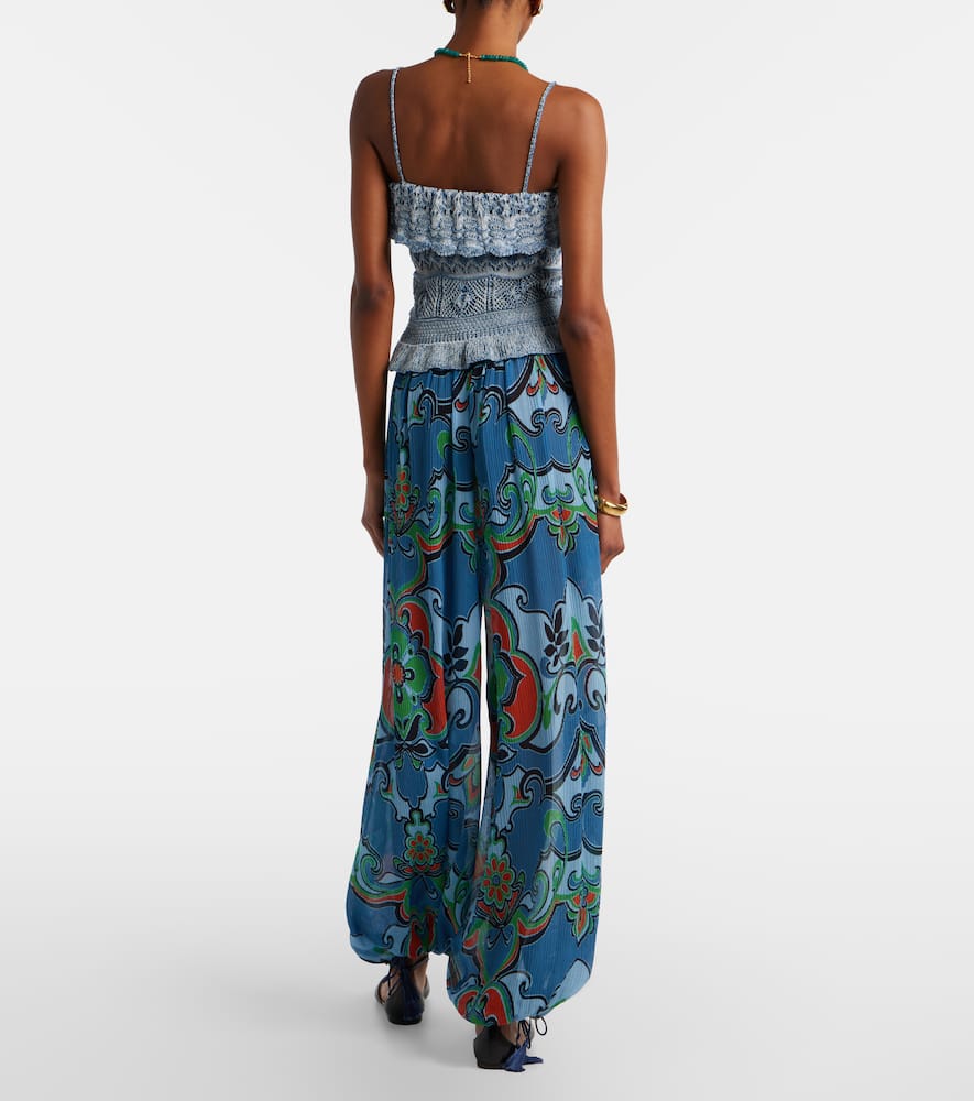 Printed wide-leg pants