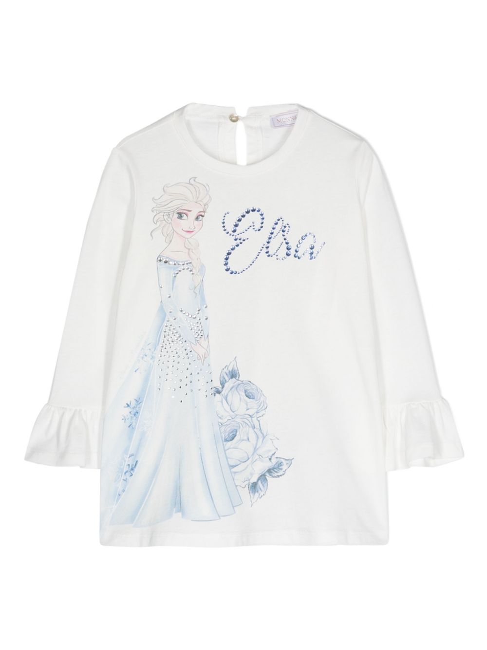 Crystal-embellished cartoon-print T-shirt - White