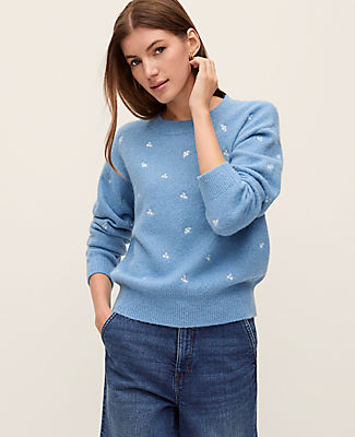 Ann Taylor Weekend Floral Embroidered Sweater