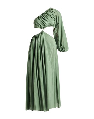 Woman Maxi dress Military green Size 3 Organic cotton, Silk