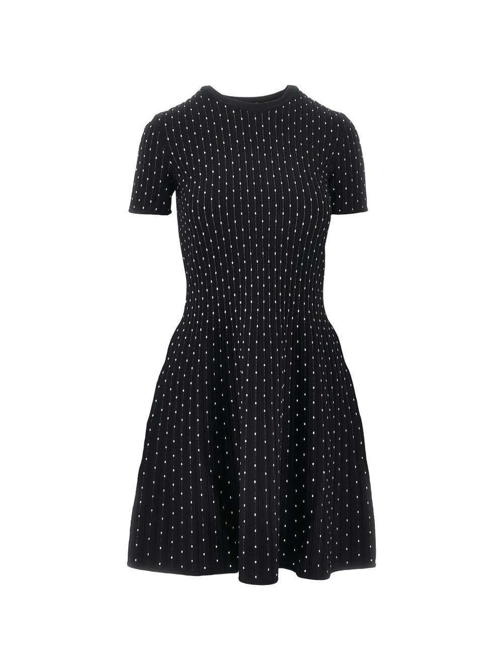 Polka-Dot Knit Dress — Black