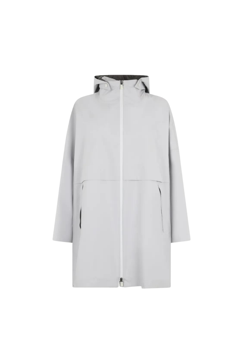 Hooded Nylon Raincoat — Blue