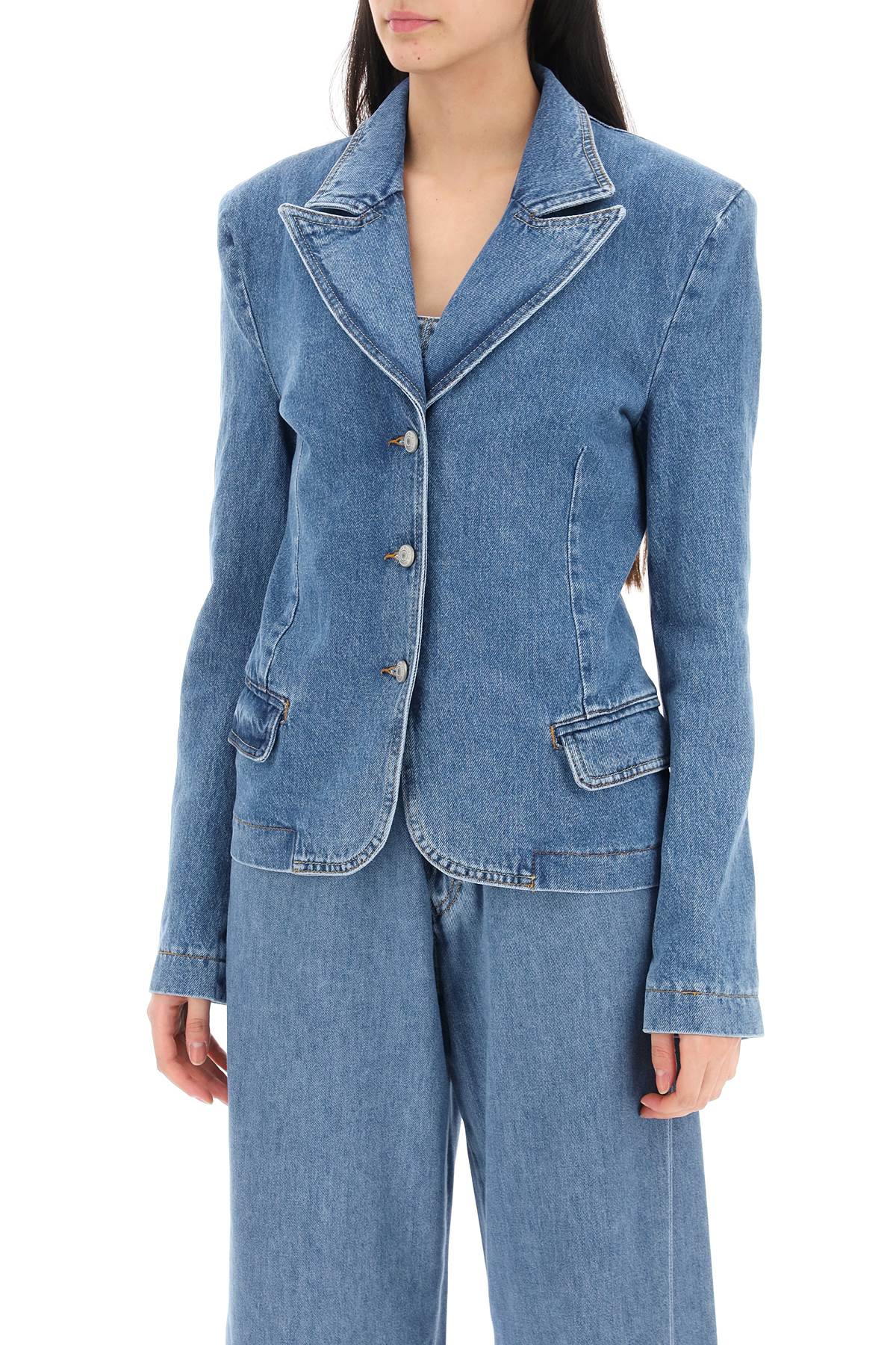 -Giacca Monopetto In Denim-Donna