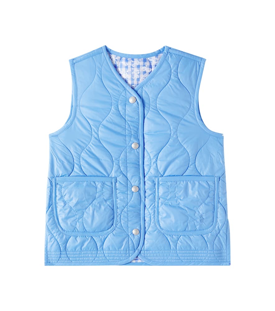 Gingham quilted linen and cotton vest