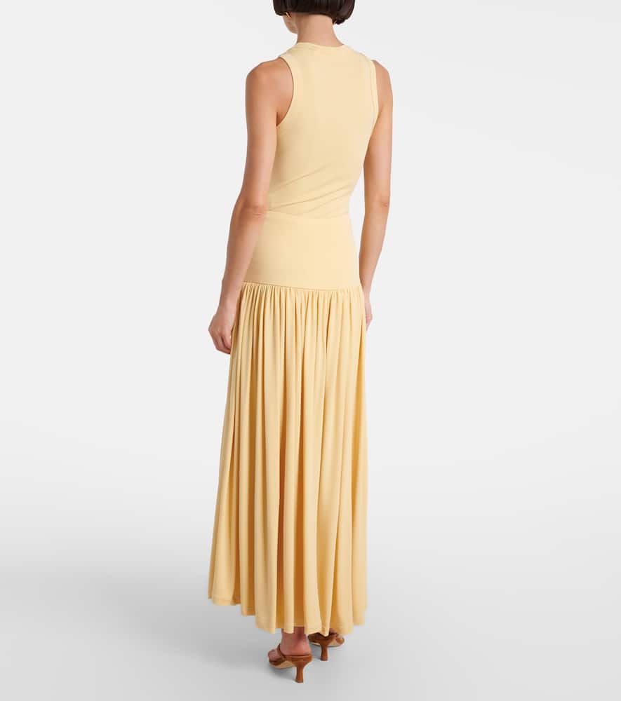 Gathered jersey maxi skirt