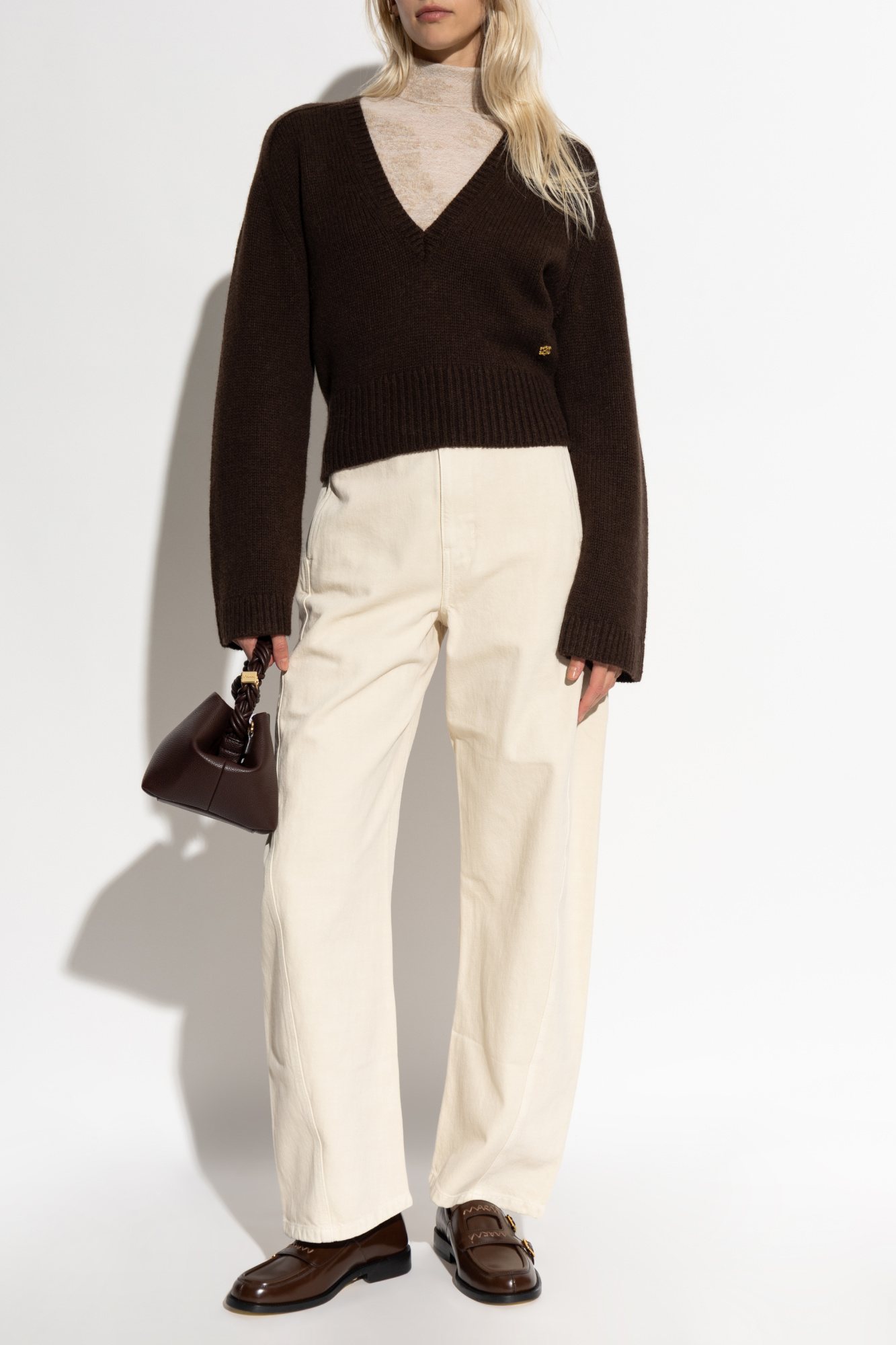 V-neck Sweater, Women's, Brown