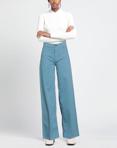 Woman Pants Slate blue Size 24 Cotton, Elastane