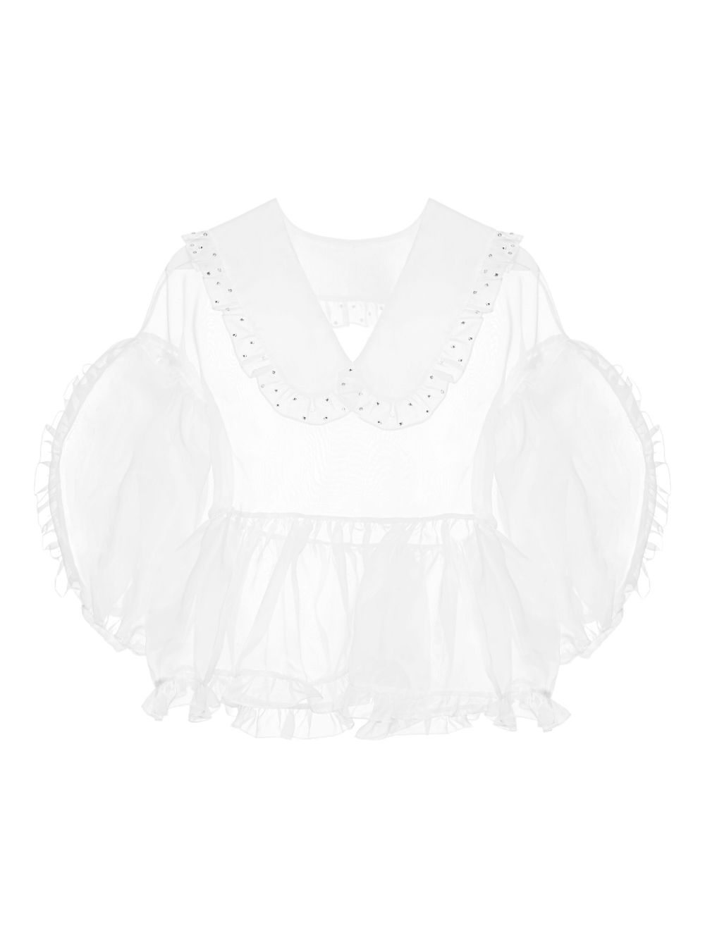 Ruffled peplum blouse - White