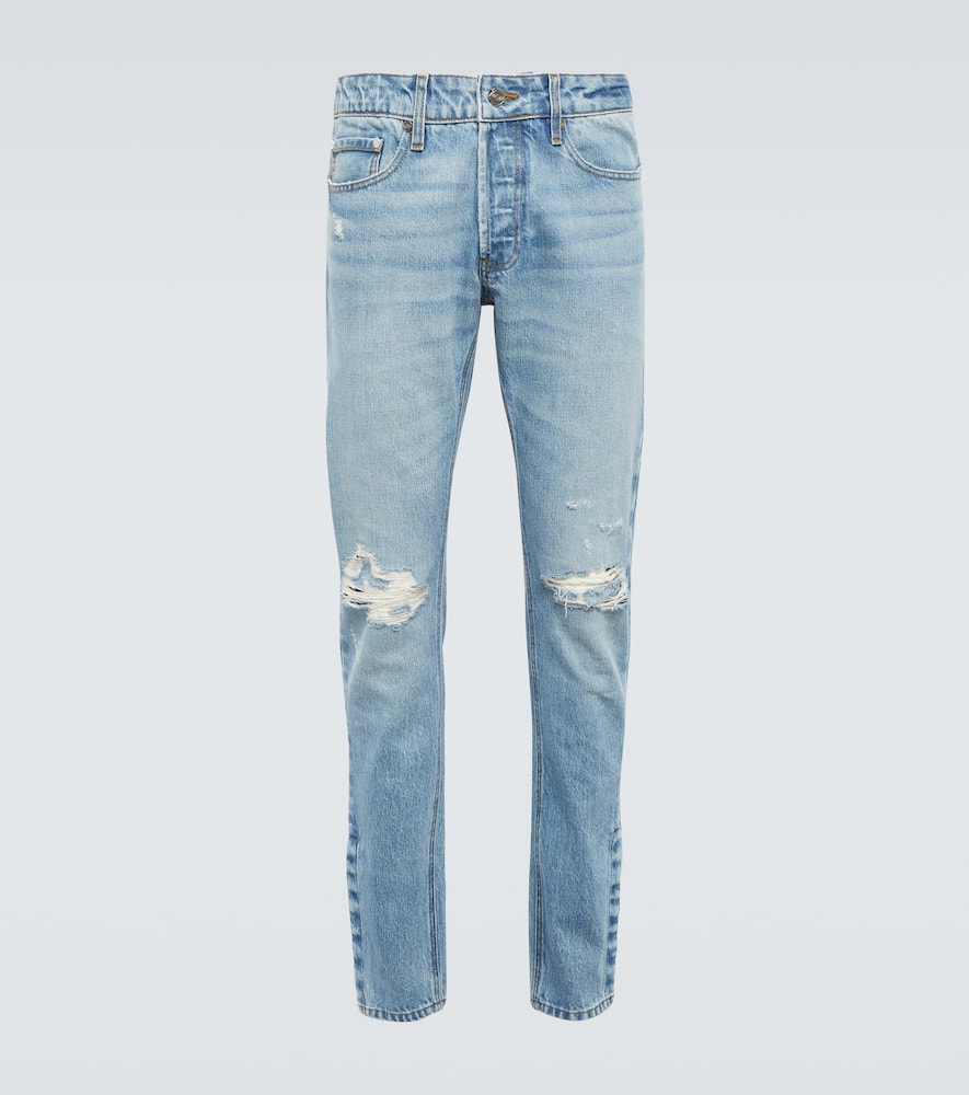 Slim-fit distressed jeans