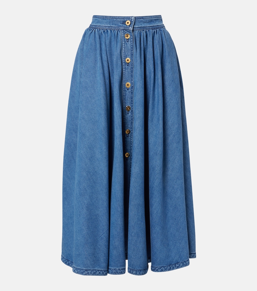 Denim midi skirt