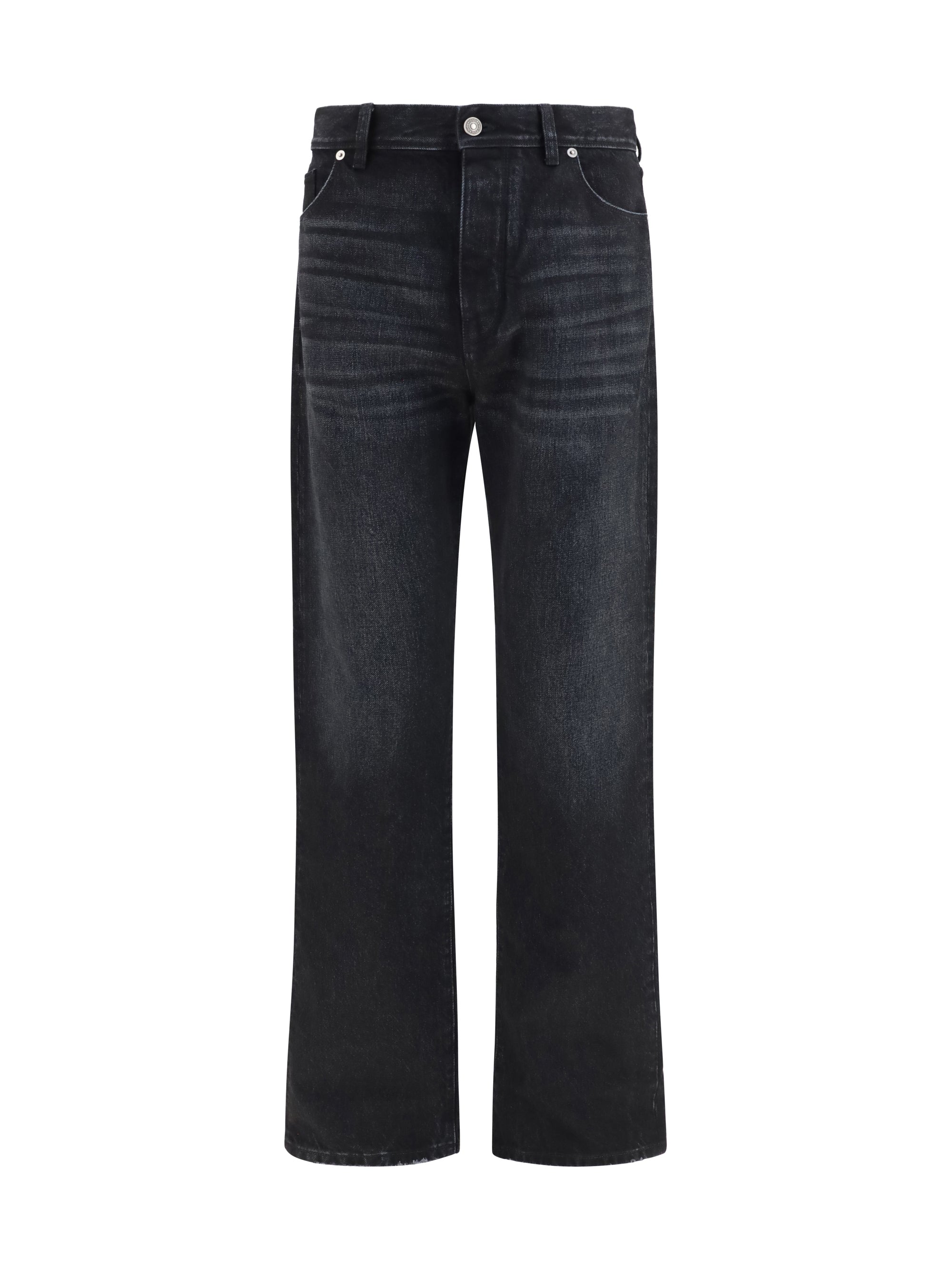 Stonewashed Cotton Denim Jeans — Black