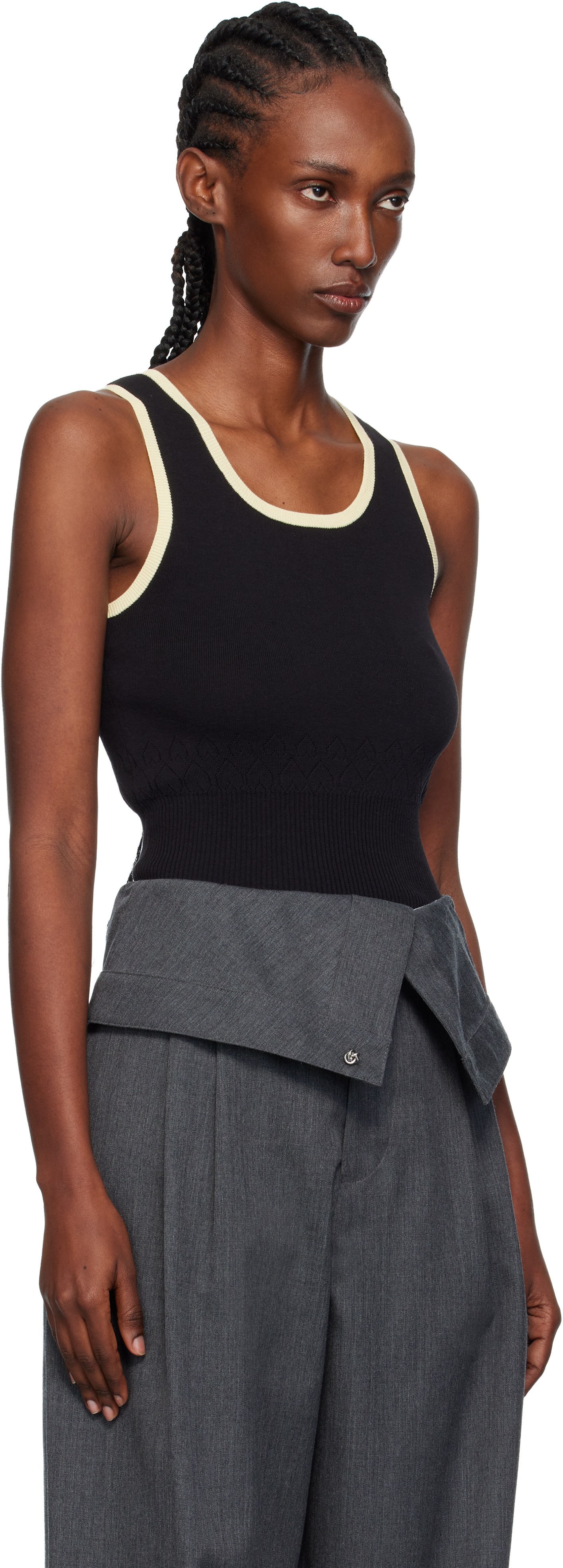 Black Contrast Trim Tank Top