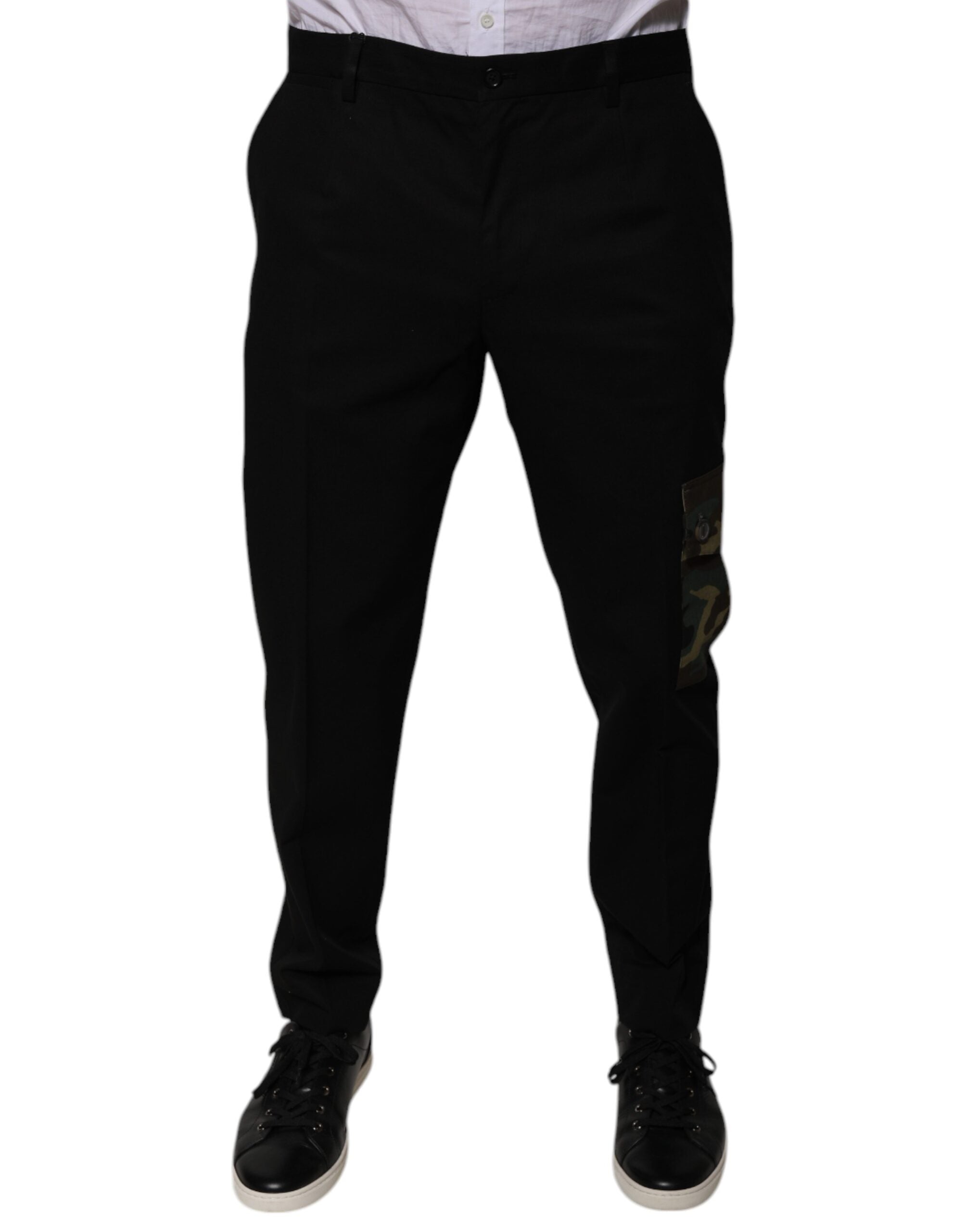 Cotton-blend Cargo Pants — Black