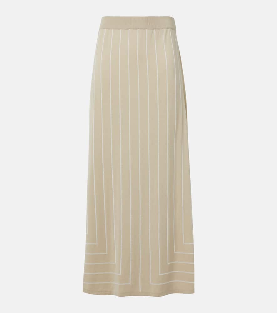 Striped cotton and silk maxi skirt
