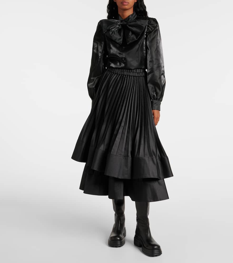 Tie-neck satin shirt